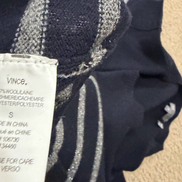 Vince Navy and Gray Striped Crew Neck Sweater - Picture 3 of 4